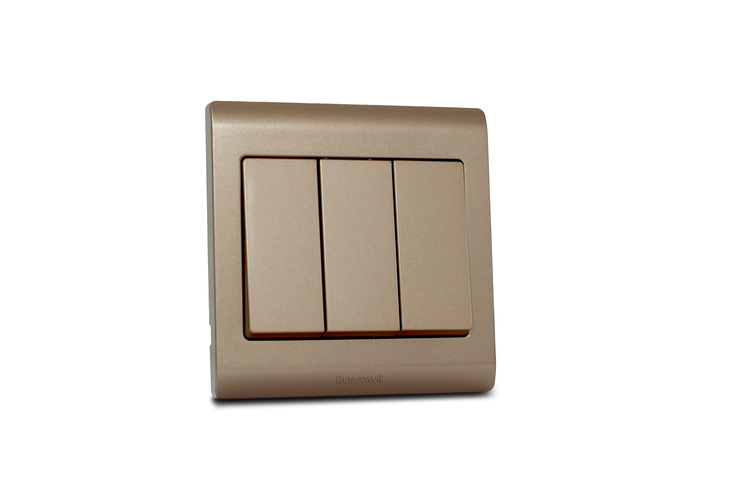Switch 3 Gang 2 Way R Series Champagne Gold 16A MK Honeywell R4783CGL