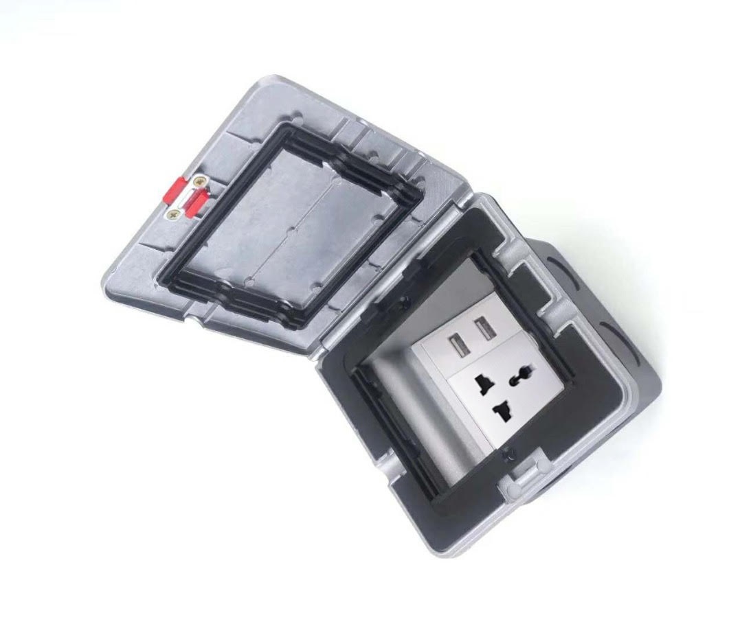 Floor Socket Waterproof IP55 with 1 Universal Socket 13A+2 USB Socket 5V, 2.1A - Ref : HGD-108A - Image 2