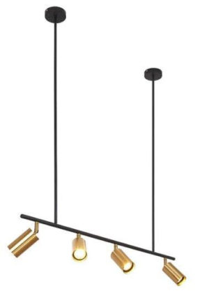 Hanging 4 Spots Gold on Extended Rods(Up to 2mts length) Complete without bulbs coolwhite 7WGU10 Ref: TL4-BL/GD