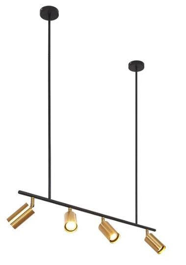 Hanging 4 Spots Gold on Extended Rods(Up to 2mts length) Complete without bulbs coolwhite 7WGU10 Ref: TL4-BL/GD