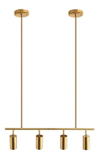Hanging 4 Spots Gold with Extendable Gold Rods (Up to 2mts length) Complete Without Bulbs Coolwhite 7WGU10 Ref: TL4-GD/GD