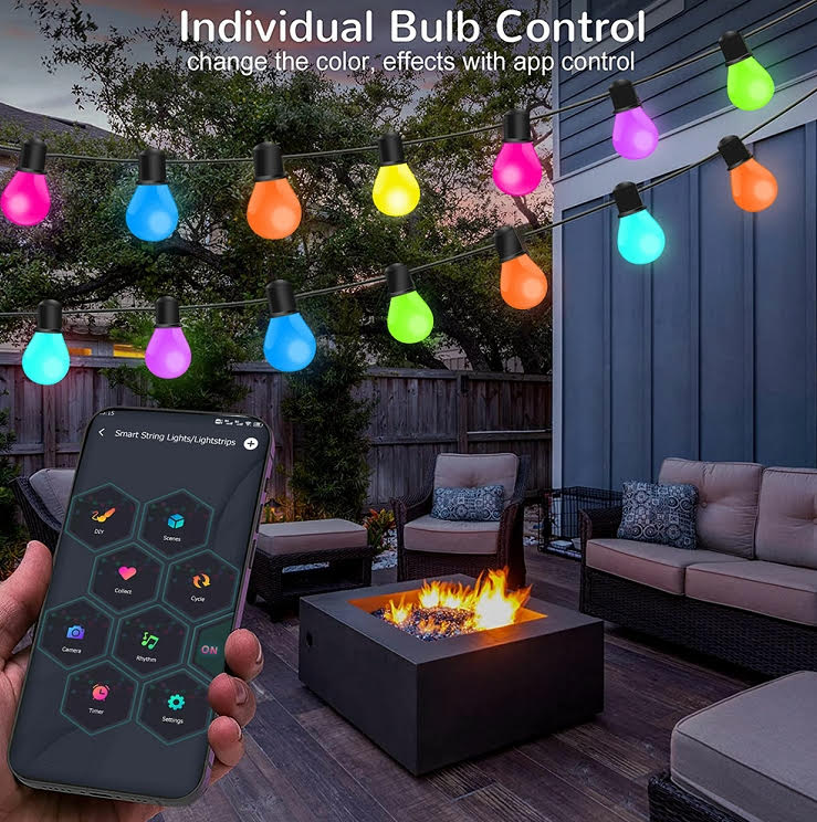 Led String Lights 12mts 20 Bulbs With Individual Bulb Color Control And Bluetooth Ref: CMJ-TYNDC-12M