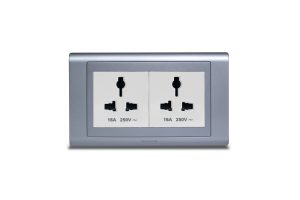 Twin Universal Socket White with Frame Satin Titanium  SX2837WHI + R5452STT