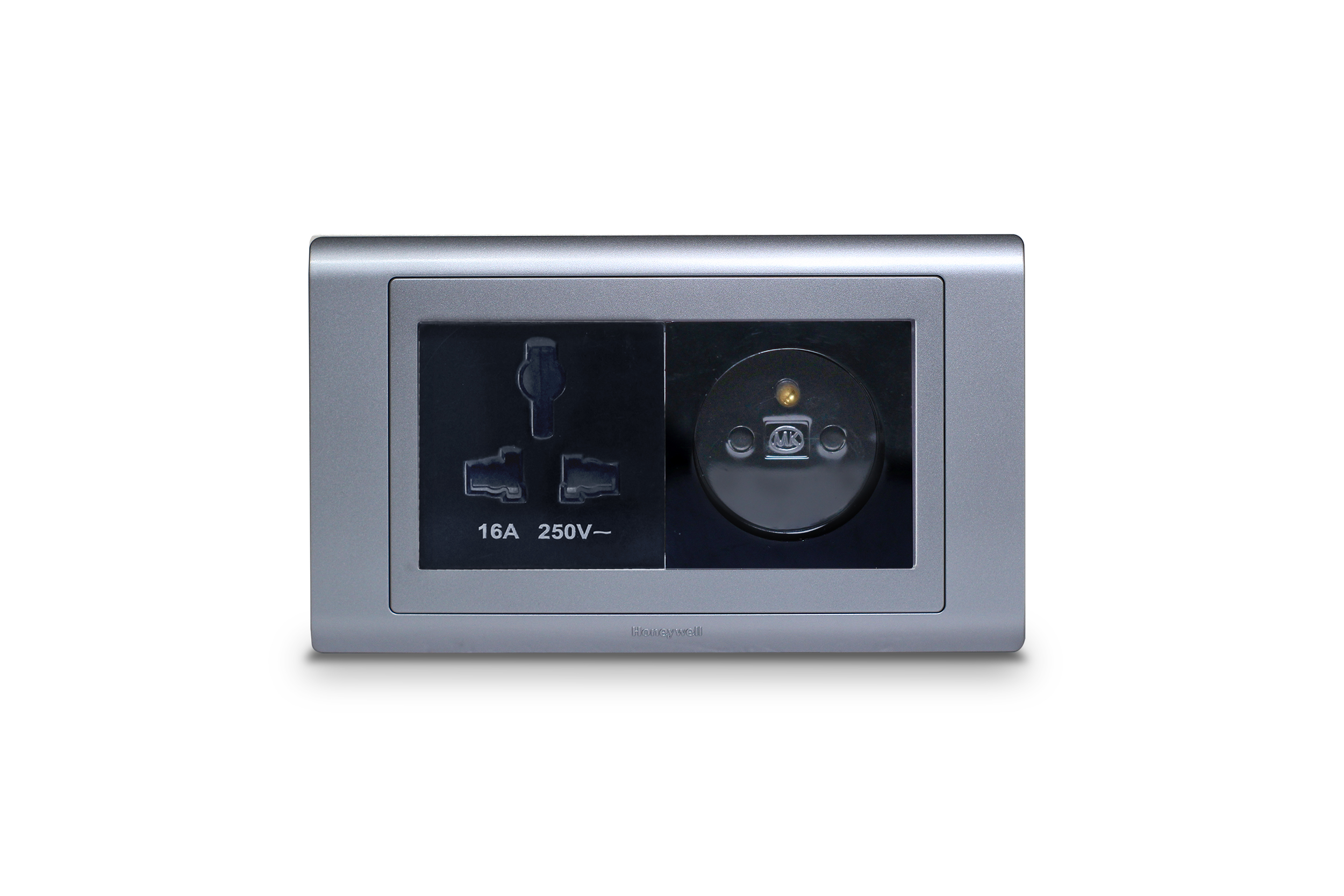 Universal socket and French Socket Black with Frame Satin Titanium (SX2837BLK+K5834BLK+R5452STT)