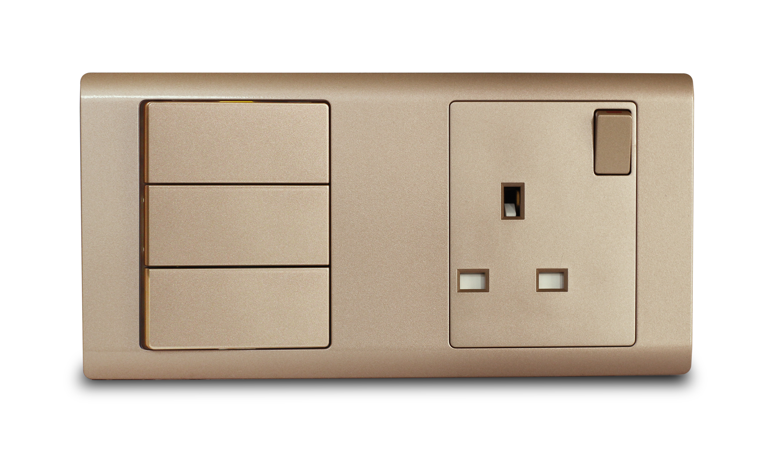 Combination Switch 3G 2W + S/Socket 13A Champagne R-Series MK HoneyWell
