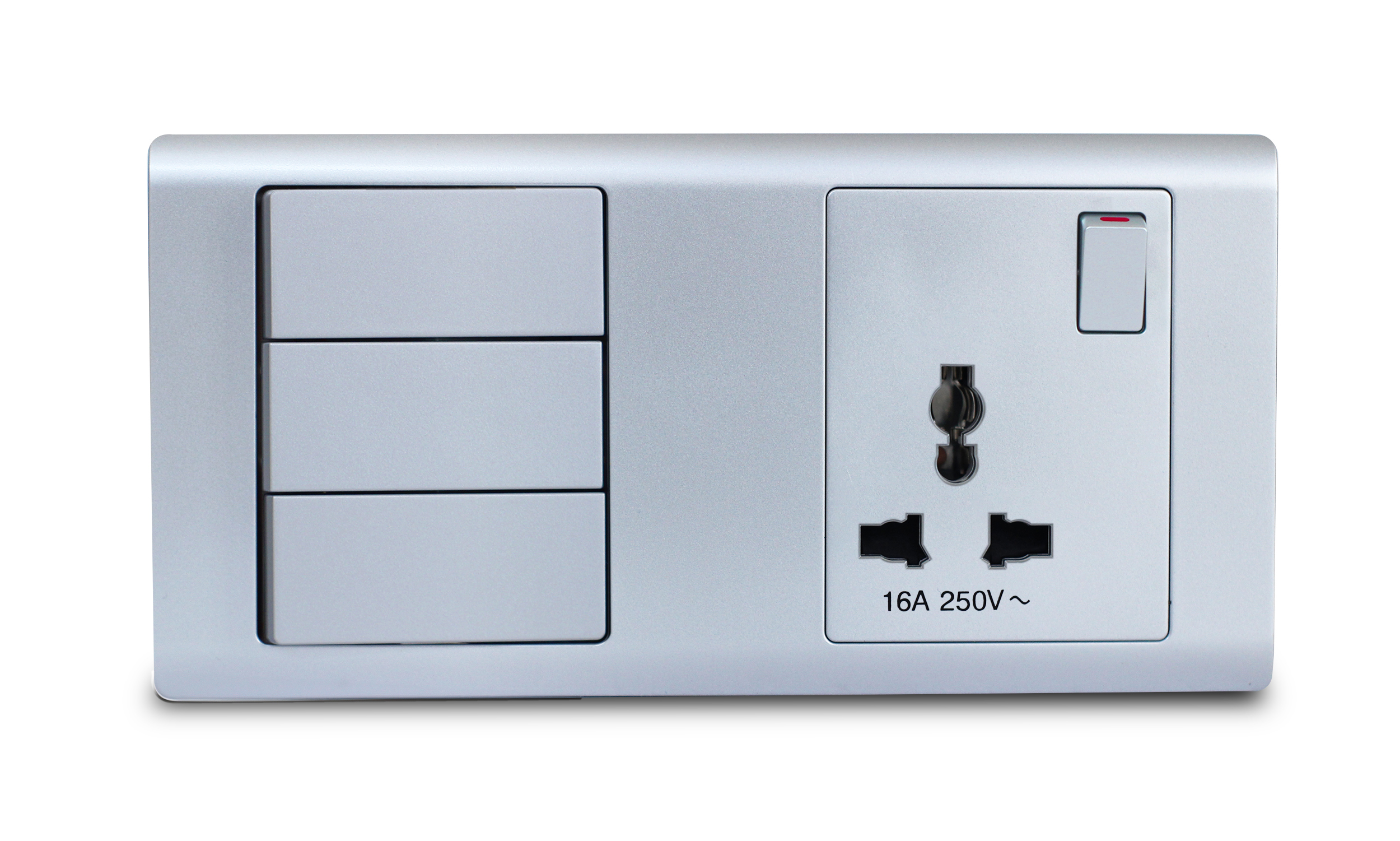 Combination Switch 3G 2W + S/Socket 16A Universal Titanium R-Series MK HoneyWELL