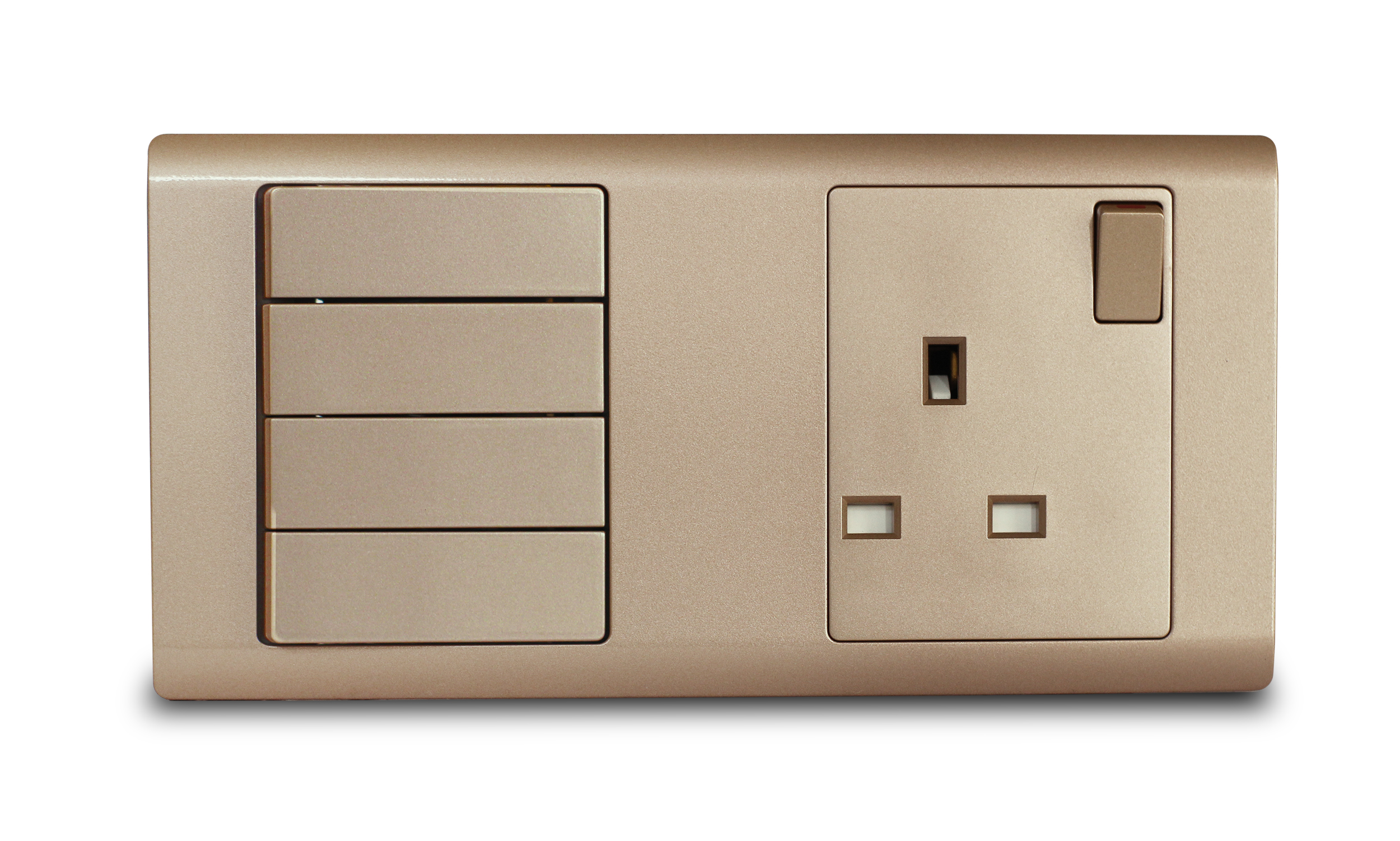 Combination Switch 4G 2W + S/Socket 13A Champagne R-Series MK HoneyWell