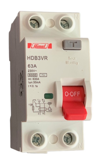 RCD Residual Current Switch AC 63A 30mA 2P - HDB3VR263SC