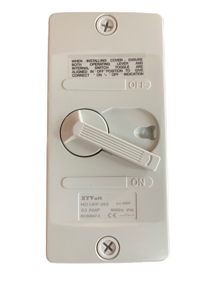 Enclosed Isolator Switch Waterproof 63A 2 Poles XYvolt - UKF-263